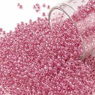 TOHO Round Seed Beads, Japanese Seed Beads, (987) Inside Color Crystal/Pink Lined, 11/0, 2.2mm, Hole: 0.8mm, about 5555pcs/50g(SEED-XTR11-0987)