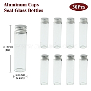 30Pcs Empty Glass Bead Storage Tubes, with Platinum Plated Screw Aluminum Cap and Silicone Stopper, Column, Clear, 8x2.2cm, Capacity: 20ml(0.68fl. oz)(AJEW-YW0001-16D)