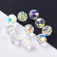 Imitation Austrian Crystal Beads, Grade AAA, K9 Glass, Faceted(32 Facets), Round, Clear AB, 4mm, Hole: 0.7~0.9mm(SWAR-F021-4mm-540)