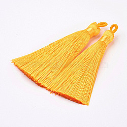 Nylon Tassels Big Pendant Decorations, Yellow, 83~92x9~10mm, Hole: 1.5~4mm(STAS-F142-04D)