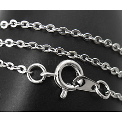 Brass Chain Necklace, Platinum Color, Lead Free & Nickel Free, chain:2mm long, 1.5mm wide, 18 inch(X-SW028-NF)