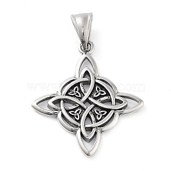 304 Stainless Steel Pendants, Witch Knot Charm, Antique Silver, 35x30.5x2.8mm, Hole: 4.8x8.8mm(STAS-R225-11AS)