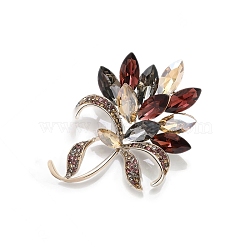 Flower Alloy Rhinestone Brooches for Backpack Clothes, Siam, 63x46mm(PW-WG60DF6-02)