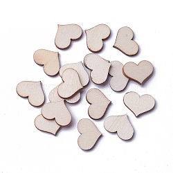 Undyed Wood Cabochons, Heart, Antique White, 13x17x2mm(WOOD-I004-47)