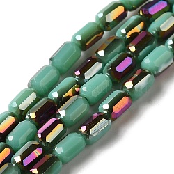 Electroplate Glass Beads Strands, Faceted, AB Color, Column, Dark Turquoise, 3x5mm, Hole: 1mm, about 79pcs/strand, 16.5 inch(42cm)(EGLA-D031-01-13)