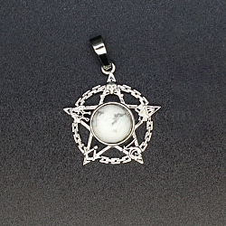 Natural Howlite Pendants, Star Charms, 27x25x6mm(PW-WG18192-04)