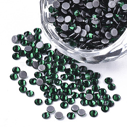 Hotfix Rhinestone, Glass Rhinestone Flat Back Cabochons, Half Round, Emerald, SS10, 2.7~2.8x1mm, about 1440pcs/bag(RGLA-S003-10SS-10)