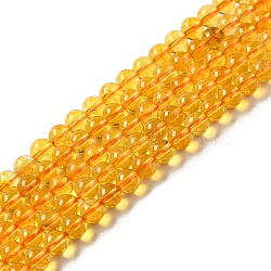 Natural Quartz Crystal Beads Strands, Round, Dyed & Heated, Gold, 4mm, Hole: 1mm, about 50pcs/strand, 7.8 inch(G-C076-4mm-6)