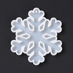 Snowflake Pendant Silicone Molds, Resin Casting Molds, for UV Resin, Epoxy Resin Craft Making, Christmas Theme, White, 81x70x6mm, Hole: 3mm(X-DIY-K051-26)