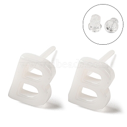 Hypoallergenic Bioceramics Zirconia Ceramic Stud Earrings, No Fading and Nickel Free, Alphabet, Letter B, 7x5.5mm(EJEW-F340-04B)