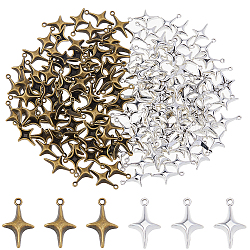 160Pcs 2 Colors Tibetan Style Alloy Pendants, Lead Free & Cadmium Free, Star, Antique Bronze & Antique Silver, 19x11.5x3mm, Hole: 1.5mm, 80pcs/color(TIBE-DC0001-21)
