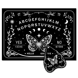Pendulum Dowsing Divination Board Set, Wooden Spirit Board Black Talking Board Game for Spirit Hunt Birthday Party Supplies with Planchette, Butterfly Pattern, 300x210x5mm, 2pcs/set(DJEW-WH0324-025)