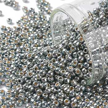 TOHO Round Seed Beads, Japanese Seed Beads, (PF565) PermaFinish Silver Grey Metallic, 11/0, 2.2mm, Hole: 0.8mm, about 1110pcs/bottle, 10g/bottle