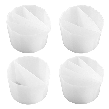 4Pcs 4 Styles Reusable Split Cup for Paint Pouring, Silicone Cups for Resin Mixing, White, 90x79x55mm, 1pc/style