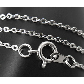 Brass Chain Necklace, Platinum Color, Lead Free & Nickel Free, chain:2mm long, 1.5mm wide, 18 inch