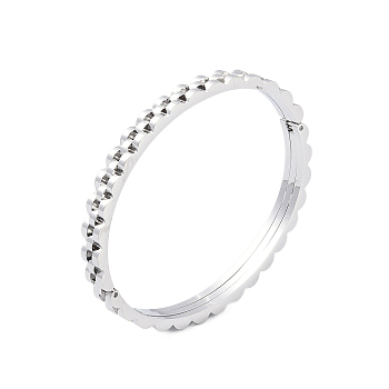 304 Stainless Steel Hinged Bangles, Stainless Steel Color, Inner Diameter: 2-3/8x2 inch(5.95x5cm)
