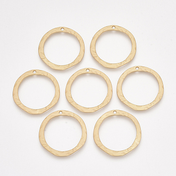 Smooth Surface Alloy Pendants, Ring, Matte Gold Color, 33x32.5x2mm, Hole: 1.8mm
