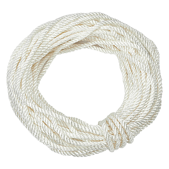 3-Ply Polyester Cords, Twisted Rope, for DIY Gift Bagd Rope Handle Making, White, 6mm, 27m