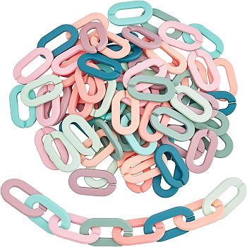 SUPERFINDINGS 80Pcs 8 Colors Opaque Spray Painted Acrylic Linking Rings, Quick Link Connectors, for Cable Chains Making, Unwelded, Oval, Mixed Color, 36x21x4mm, 10pcs/color