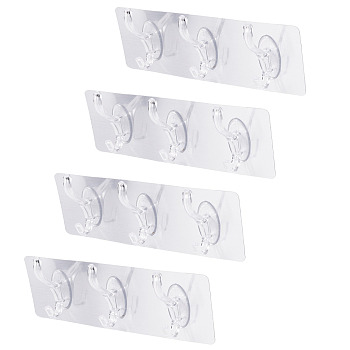 Self-adhesive Acrylic Wall Hook Hangers, Silver, 59x185x28mm