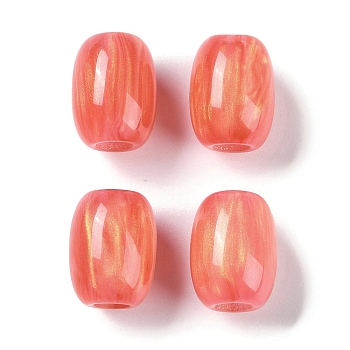 Resin European Beads, Large Hole Beads, Imitation Cat Eye, Barrel, Red, 16x12mm, Hole: 5.2mm