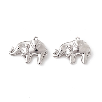 Brass Pendants, Elephant Charms, Real Platinum Plated, 13x18.5x5mm, Hole: 0.9mm