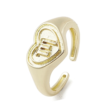 Brass Adjustable Open Rings, Heart, Scorpio, US Size 7 3/4(17.9mm)