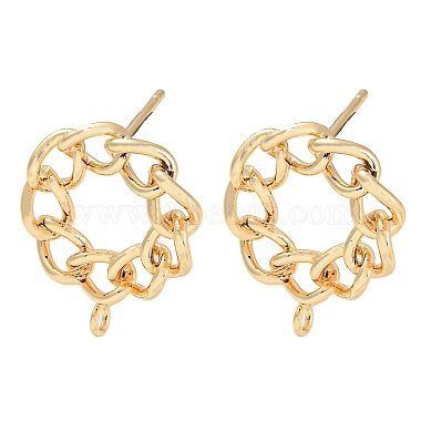 Real 18K Gold Plated Donut Brass Stud Earring Findings