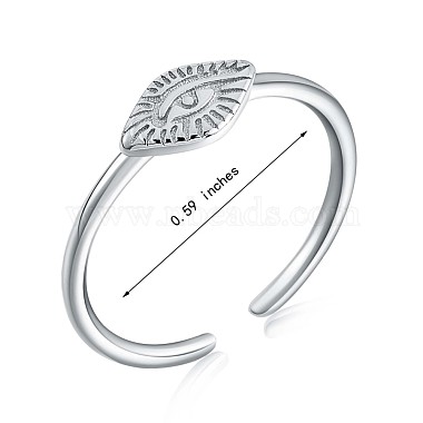 Rhodium Plated 925 Sterling Silver Horse Eye Open Cuff Ring for Women(JR874A)-3