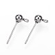 304 Stainless Steel Ball Stud Earring Findings(X-STAS-G099-09P)-1