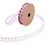 Polyester Heart Ribbon, for Valentine's Day or Other Holiday Cake Wrapping, Pearl Pink, 22mm, 10 yards/roll(DIY-WH20048-086C)
