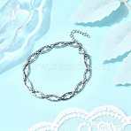 304 Stainless Steel Hollow Cross-Linked Chain Bracelets for Men, Stainless Steel Color, 7-3/8 inch(18.8cm)(BJEW-JB12294-02)