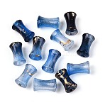 Transparent Acrylic Beads, Drawbench Style, Bamboo Joint, with Glitter Powder, Marine Blue, 11.5~12x7mm, Hole: 3mm, about: 3571pcs/500g(OACR-T030-19A-01)