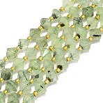 Natural Prehnite Beads Strands, Faceted, Rhombus, 8~8.5x8~8.5mm, Hole: 1mm, about 37pcs/strand, 15.35''(39cm)(G-I376-B12-01)