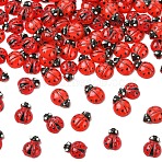 100Pcs 2 Styles Ladybug Resin Cabochons, Nail Art Decoration Accessories for Women, Red, 10x8x3~3.5mm, 50pcs/style(MRMJ-YW0001-079)