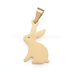 304 Stainless Steel Pendants, Laser Cut, Rabbit, Golden, 19.5x11x1.2mm, Hole: 3x5mm(STAS-G237-50G)