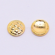 Alloy Cabochons, Nail Art Studs, Nail Art Decoration Accessories for Women, Flat Round with Grid, Golden, 5.5x1mm, 100pcs/bag(AJEW-WH0129-45B-G)