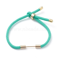 Braided Nylon Cord Bracelet Making, with Brass Findings, Light Green, 9-1/2 inch(24cm), Link: 30x4mm(MAK-A017-D01-09G)