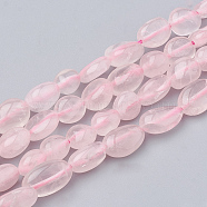 Natural Rose Quartz Beads Strands, Oval, 5~15x4~10x2~6mm, Hole: 1mm, about 40~60pcs/strand, 15.7 inch(G-S331-6x8-017)