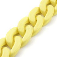 Handmade Opaque Acrylic Curb Chains, Twisted Chain, Oval, for Jewelry Making, Yellow, Link: 30x21x6mm, 39.37 inch(1m)/strand(AJEW-JB00564-10)