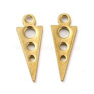 Ion Plating(IP) 304 Stainless Steel Pendants, Laser Cut, Triangle Charm, Real 18K Gold Plated, 15x5.5x1mm, Hole: 1.5mm(X-STAS-P341-22G)