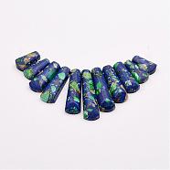 Regalite and Lapis Lazuli Beads Strands, Graduated Fan Pendants, Focal Beads, 17~40x9~9.5x5~6mm, Hole: 1mm, 11pcs/strand, 3.54 inch(G-P298-E01)