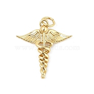 Brass Pendants, Angel, Rack Plating, Long-Lasting Plated, Lead Free and Cadmium Free, with Jump Ring, Real 18K Gold Plated, 20x19x3mm, Hole: 3.5mm(KK-P300-21G)