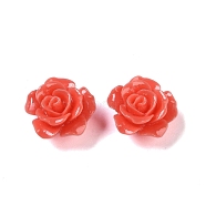 Synthetic Coral 3D Flower Rose Beads, Dyed, Tomato, 14x8mm, Hole: 1~1.4mm(CORA-A005-14mm-22)