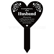 Acrylic Garden Stake, Ground Insert Decor, for Yard, Lawn, Garden Decoration, Heart with Memorial Words, Heart, 258x158mm(AJEW-WH0365-008)
