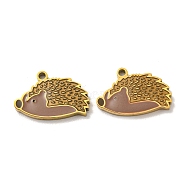316 Surgical Stainless Steel Pendants, with Enamel, Hedgehog Charm, Golden, 10.5x16x2mm, Hole: 1.4mm(STAS-G325-04G)
