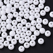 Opaque Acrylic Beads, Round, White, 6x5mm, Hole: 1.8mm, about 4400pcs/500g(MACR-S370-C6mm-01)