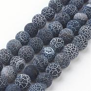 Gemstone Beads Strands, Natural Weathered Agate/Crackle Agate, Round, Grade A, Dyed, Black, 10mm, about 40pcs/strand, 16 inch(G-SR10MM-60)