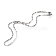 304 Stainless Steel Diamond Cut Cuban Link Chain Necklaces, with Lobster Claw Clasps, Stainless Steel Color, 18.23 inch (46.3cm)(NJEW-JN03368-01)