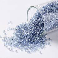 TOHO Round Seed Beads, Japanese Seed Beads, (33) Silver Lined Light Sapphire, 15/0, 1.5mm, Hole: 0.7mm, about 135000pcs/pound(SEED-TR15-0033)